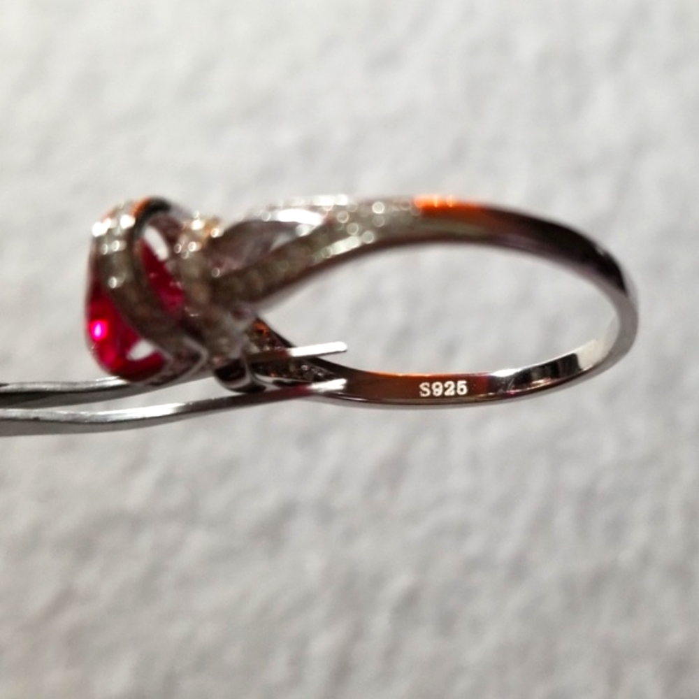 2ct Horizontal Lab Created Ruby Ring - Picture 3 of 5